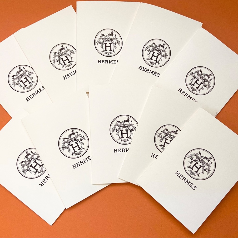 10X Authentic HERMES Store Receipt Holder Thick Ivory Off-White Card Paper Logo
